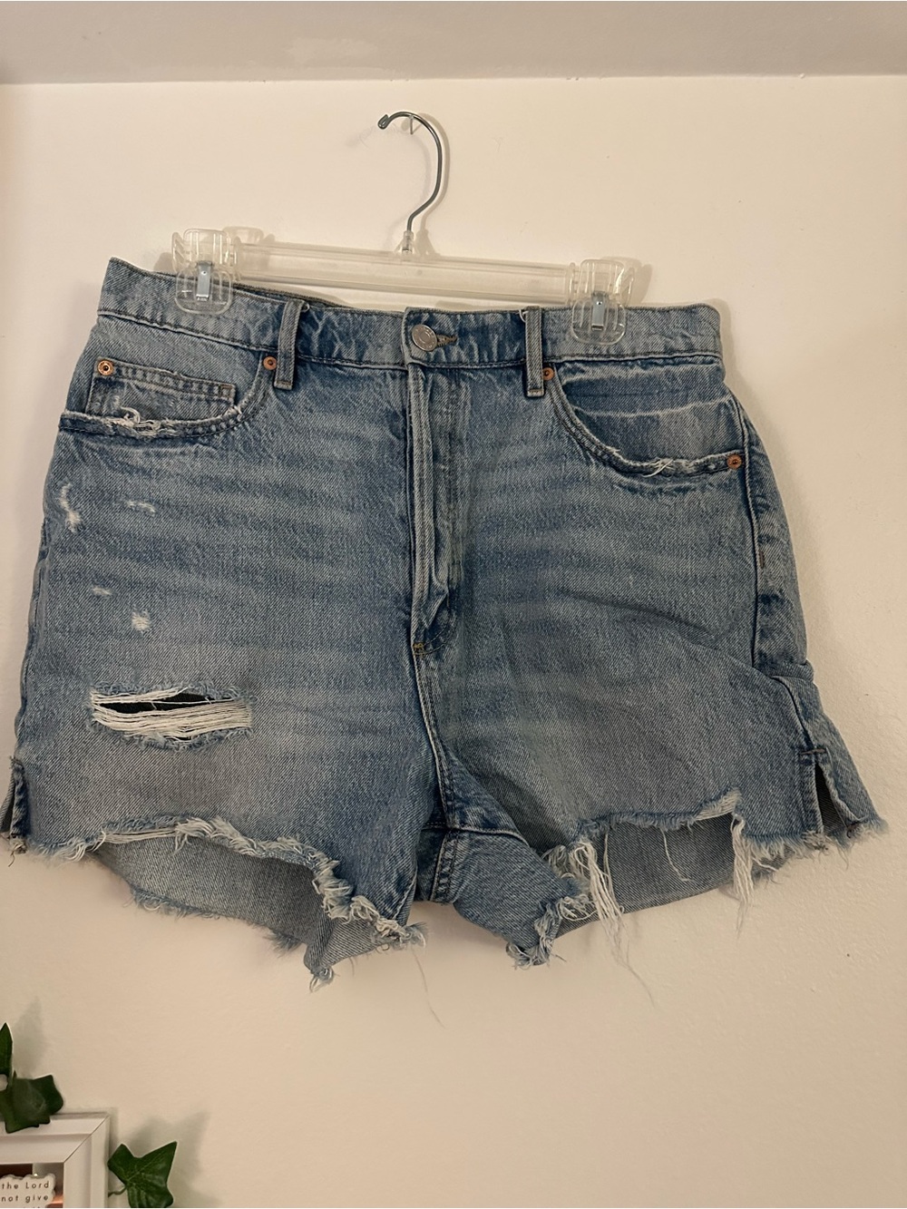 Garage Light Blue Distressed Denim Shorts